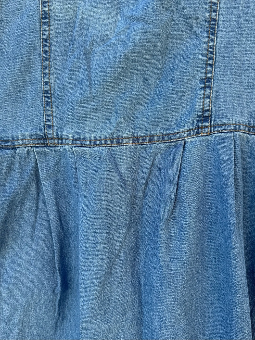Vintage Jane Ashley Denim Jumper Dress L Floral Embroidered Button Front Flawed - Picture 9 of 12